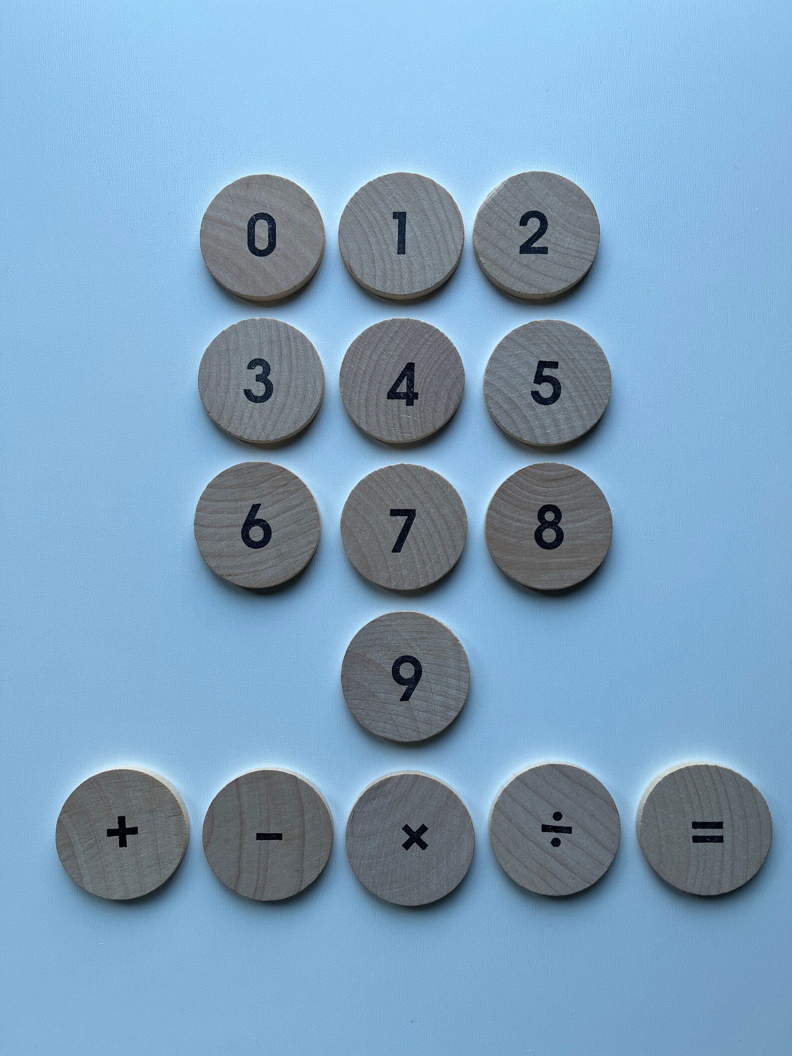 Wooden Counting Chips Numbers 09 Etsy