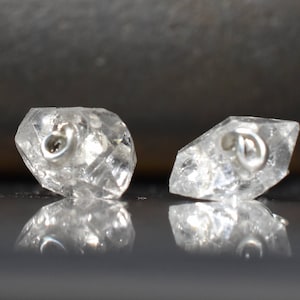Pair Herkimer diamond Sterling Silver post Earrings with Herkimer diamond quartz crystal, 6 mm herkimer stud earrings Lightweight