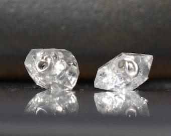 Pair Herkimer diamond Sterling Silver post Earrings with Herkimer diamond quartz crystal, 6 mm herkimer stud earrings Lightweight