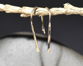 Pair Reversible Sterling Silver Open arc Hoop Earrings, .75" Lightweight Modern Minimalist Design, Simple Hoops, Silver Arc, Silver Earring