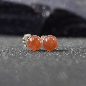 Sonnenstein Ohrstecker, Top Qualität Natur Sonnenstein Silber Post Ohrringe rund Cabochon Sonnenstein Ohrringe