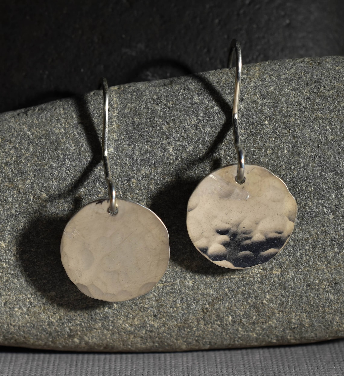 Earrings Round Hammered Discs Silver - Bec Stern main image 1