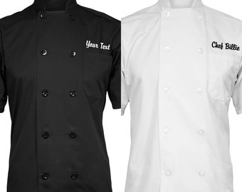 Custom Embroidered Chef Coat, Monogrammed Chef Coat, Custom Embroidery Chef Coat, Personalized Chef Coat, Custom Chef Jacket, Short Sleeve