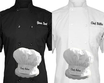 Halloween Chef Costume, Custom Chef Hat and Chef Coat, Custom Embroidery Chef Coat, Personalized Chef Coat, Custom Chef Jacket, Short Sleeve