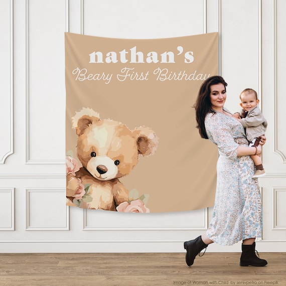 One Birthday Decorations Teddy Bear Monthly Photo Banner Teddy Bear ...