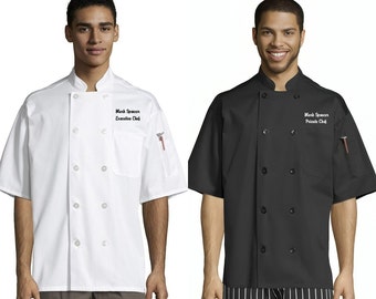 Custom Embroidered Chef Coat, Monogrammed Chef Coat, Custom Embroidery Chef Coat, Personalized Chef Coat, Custom Chef Jacket, Short S3