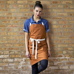 Chef Apron with Pockets Orange Apron Canvas Adjustable Apron Kitchen Apron Baking Apron Men Apron Women Kitchen Restaurant Professional
