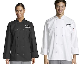 Custom Embroidered Chef Jacket - Personalized Cooking Attire, Long Sleeve Design