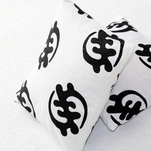 Gye Nyame ethnic pattern cushion cover. Black and white cushion cover 40 cm X 40 cm Ghanaian print