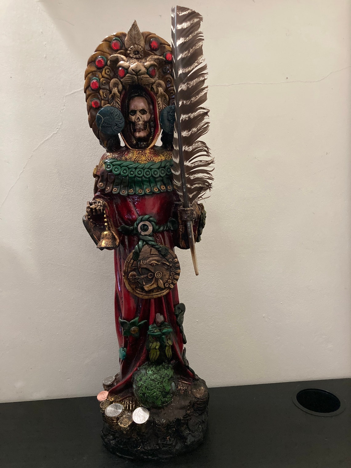 Santa Muerte Azteca Statue Santisima Muerte Red Aztec Holy | Etsy