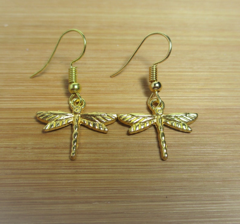 Golden Dragonfly Earrings