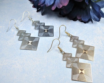 Lightweight Filigree Geometric Earrings***Gold or Silver Color