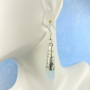 Light Green Sea Glass Dangle Earrings