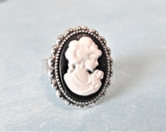 Antique Silver Cameo Ring Adjustable