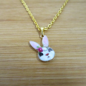 Girls Adorable Enameled Bunny Necklace