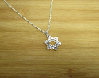 Bright Silverplate Star of David Necklace