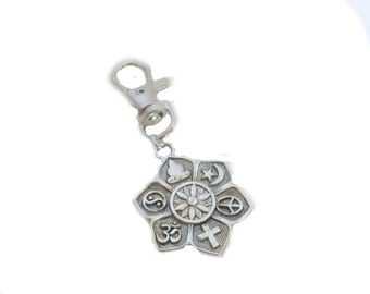 Lotus Flower Yoga/Om Keychain