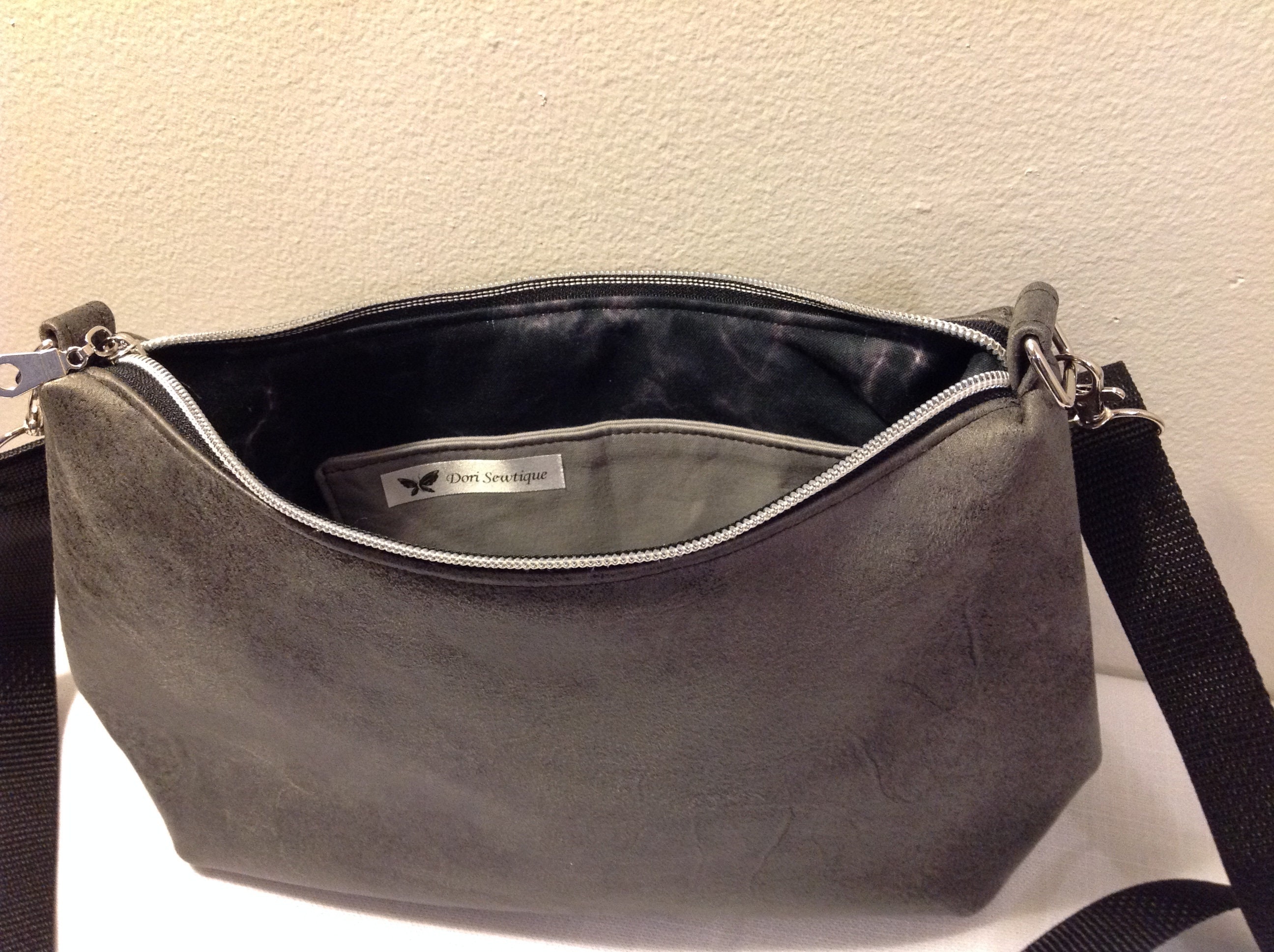 Crossbody Soft Faux Suede purse grey purse grey shoulder Etsy