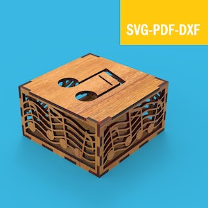 Small box for watch or jewelry with Music pattern - Instant download Files for Laser Cutting (DXF, PDF, SVG)