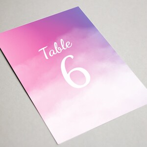 Pink Watercolor Ombre Wedding Table Numbers, Wedding Signs Decor Template, Pink Table Numbers Printable image 7