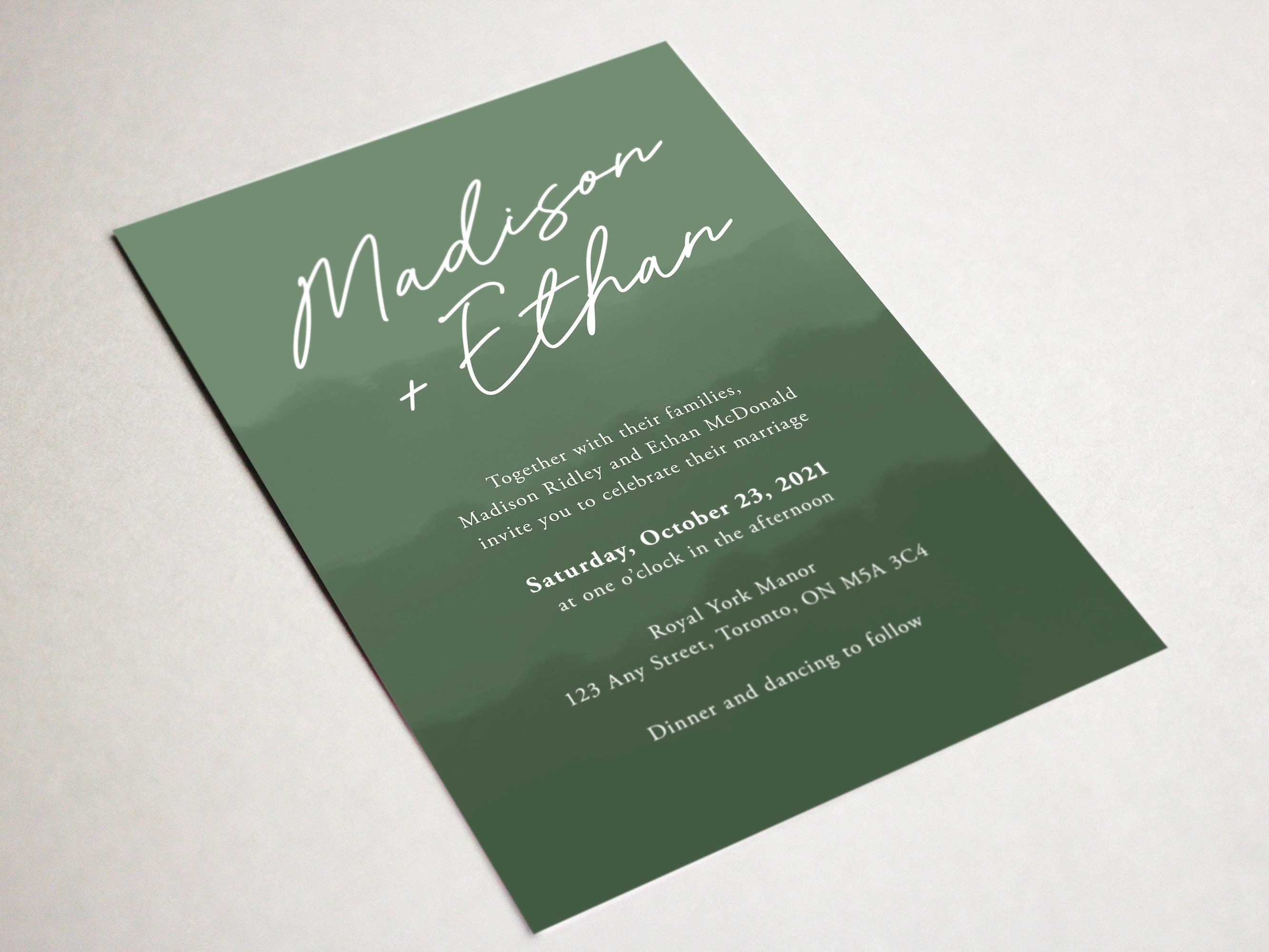 Sage Green Wedding Invitation Template Sage Green Watercolor | Etsy