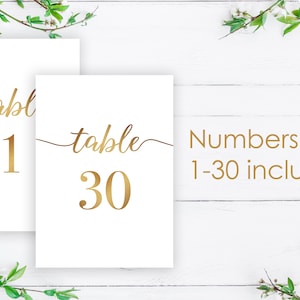 Gold Table Numbers, Printable Numbers Template for Wedding, Gold and ...