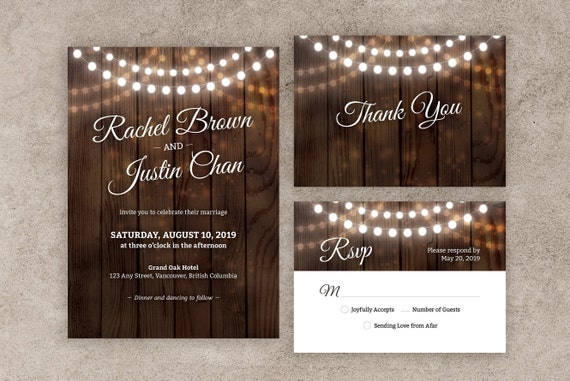 Rustic Wedding Invitation Template Country Wood Barn Wedding Etsy
