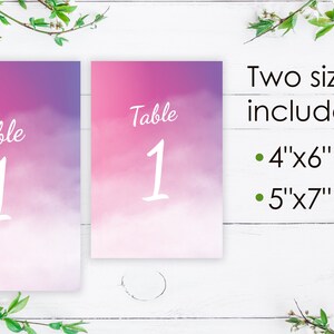 Pink Watercolor Ombre Wedding Table Numbers, Wedding Signs Decor Template, Pink Table Numbers Printable image 4