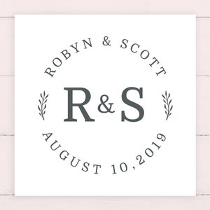 Wedding Logo Design with Bride and Groom&#39;s Initials, Names and Wedding Date | Wedding Monogram