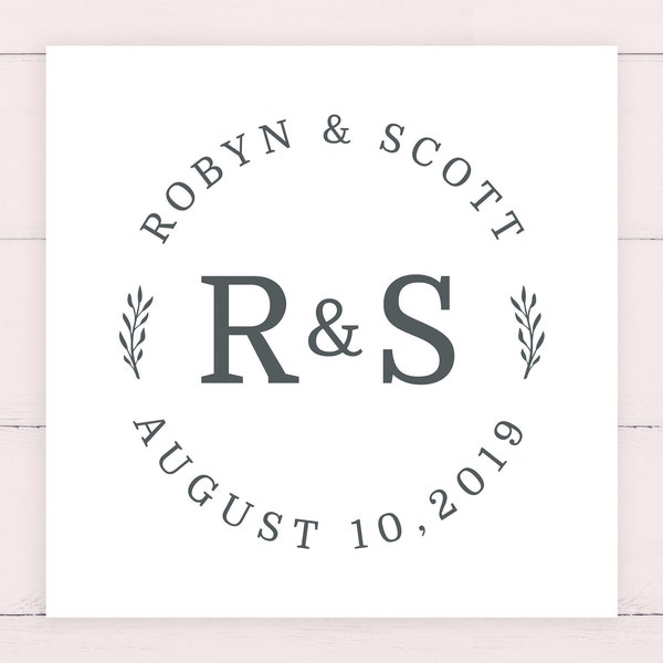 Wedding Logo Design with Bride and Groom's Initials, Names and Wedding Date | Wedding Monogram