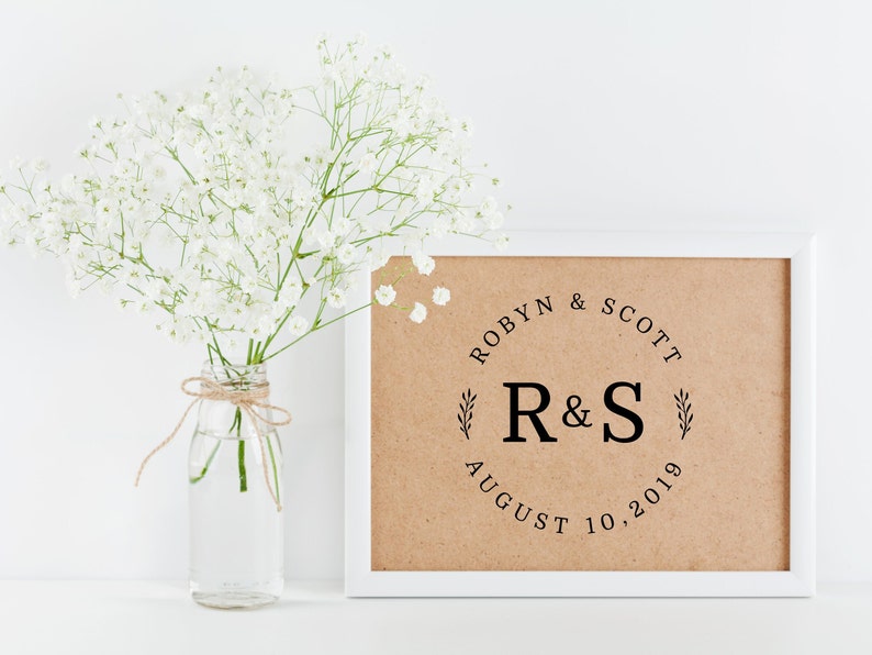 Couteau à gâteau de mariage de monogramme initiales et le serveur avec