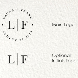 Optional initials only monogram logo and main logo with first names, initials, and wedding date