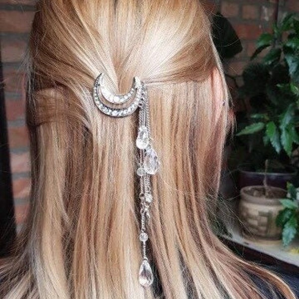 Dangly Crescent Moon Hair Clip