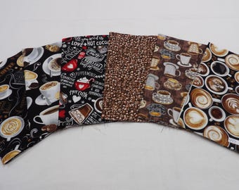 FQ-3B Coffee Lover&#39;s Fat Quarter Bundle: NEW Group of 6-Piece Cotton Fabric Set for Quilting, Decor and DIY Projects