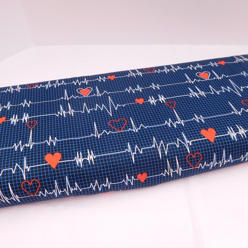 Calling All Nurses Fabric by the Yard / Heartbeat on Navy for | Etsy