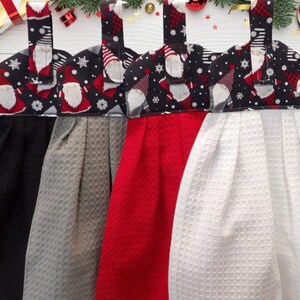 1575 Adorable Gnomes Decorative Hanging Dish Towels for Kitchen and Bathroom. Choose black, red, gray and/or white towel colors, quantity.