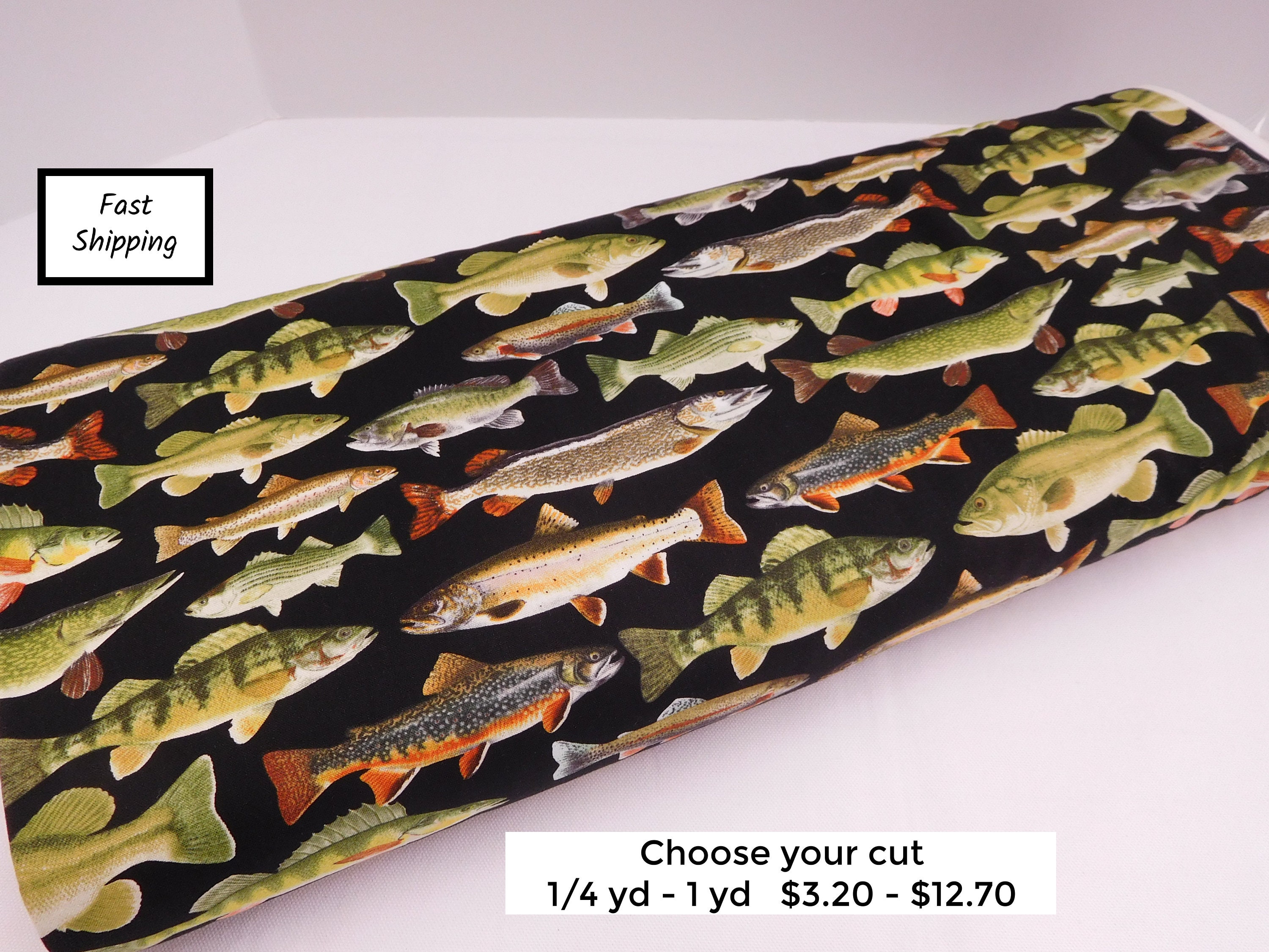 Fishing Fabric, Fish Scales / Reel Fun Fish Collection by Blank Quilting  Hunting Fishing Camping Yardage & Fat Quarters 