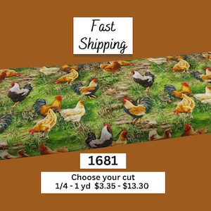 1681 Farmhouse Chicken Yardage - 100% Cotton Fabric  - Timeless Treasures Digital Print - "Farm Stand Collection" - for Quilting & Crafts