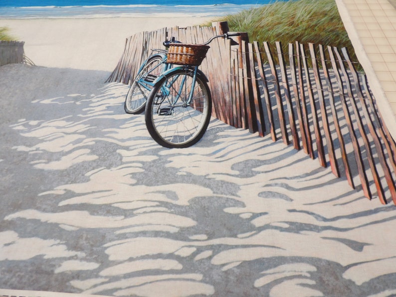 1460 Beach Bike Cotton Fabric Panel From David Textiles Etsy
