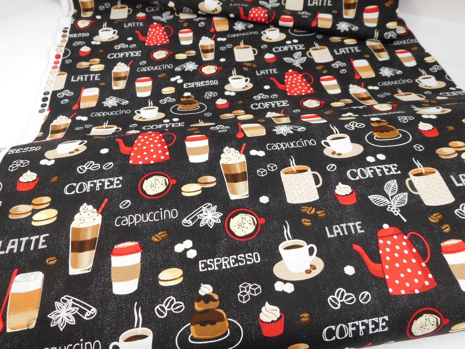 792 Coffee Lovers Fabric By the Yard Coffee Cups Cotton Etsy