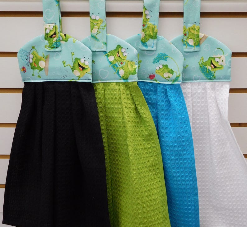 Cat Kitchen TowelCotton Waffle WeaveGreen Yellow BrownPictorial