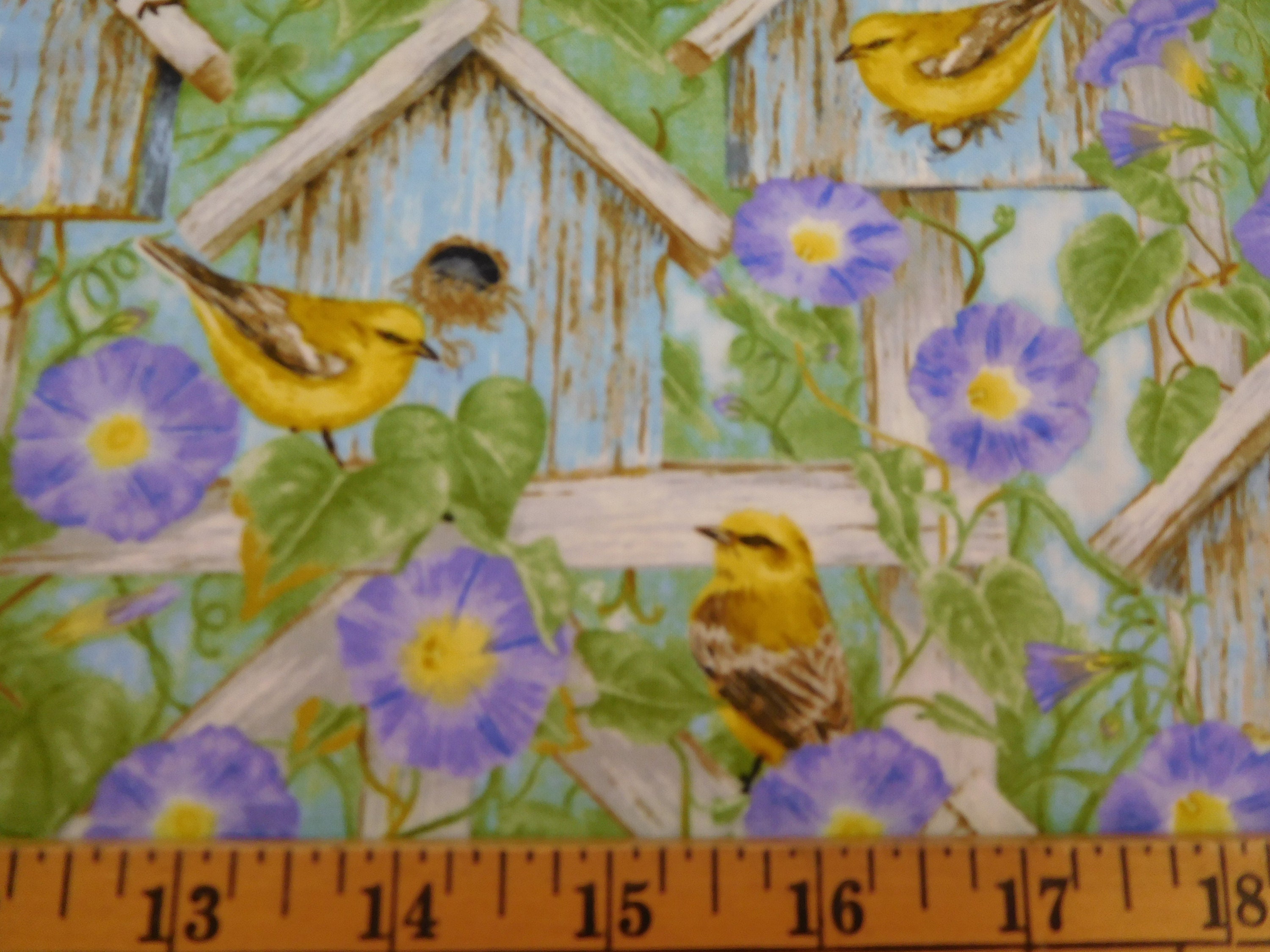 974 Birds and Birdhouses Fabric Fabric By the Yard Fat Etsy