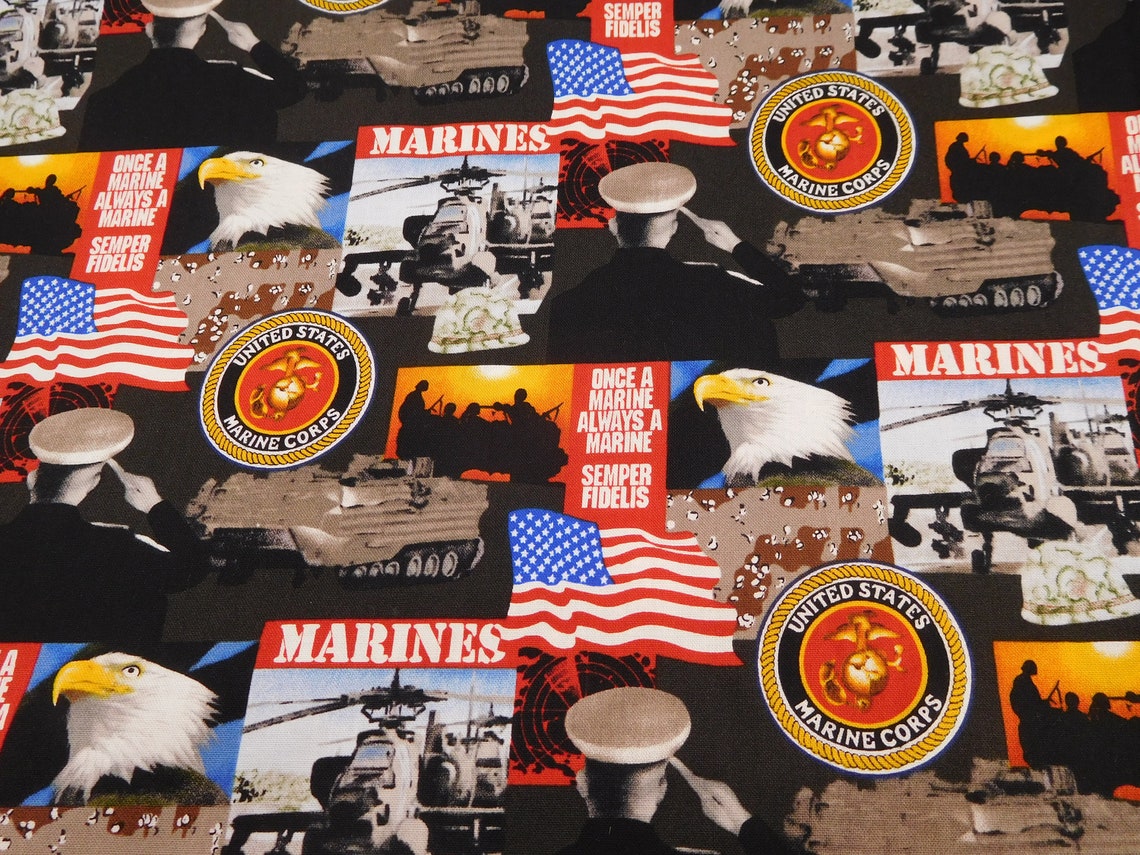 858 US Marines Fabric by the Yard Marine Corps Military Etsy