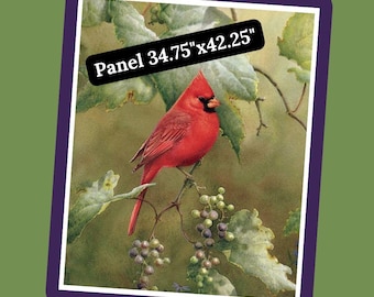 922 Cardinal Orchard Cotton Fabric Panel: David Textiles Quilting Print - Grape Vineyard