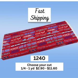 1240 American Truckers 100% Cotton Fabric from Henry Glass - Patriotic Phrases & Quotes for Quilting and Sewing