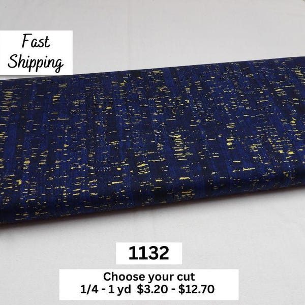 1132 Midnight Blue Metallic 100% Cotton Fabric: Uncorked Blender by Windham, Pattern 50107M-9. Yardage & Fat Quarters Available.