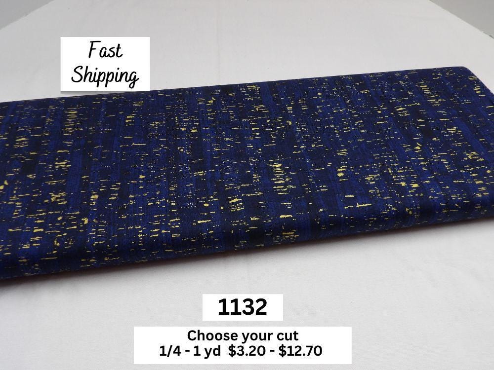 1132 Midnight Blue Metallic 100% Cotton Fabric: Uncorked Blender by Windham, Pattern 50107M-9. Yardage & Fat Quarters Available.