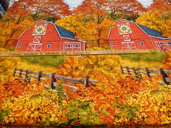 Autumn Barn Panel Cotton Quilt Fabric Timeless Treasures