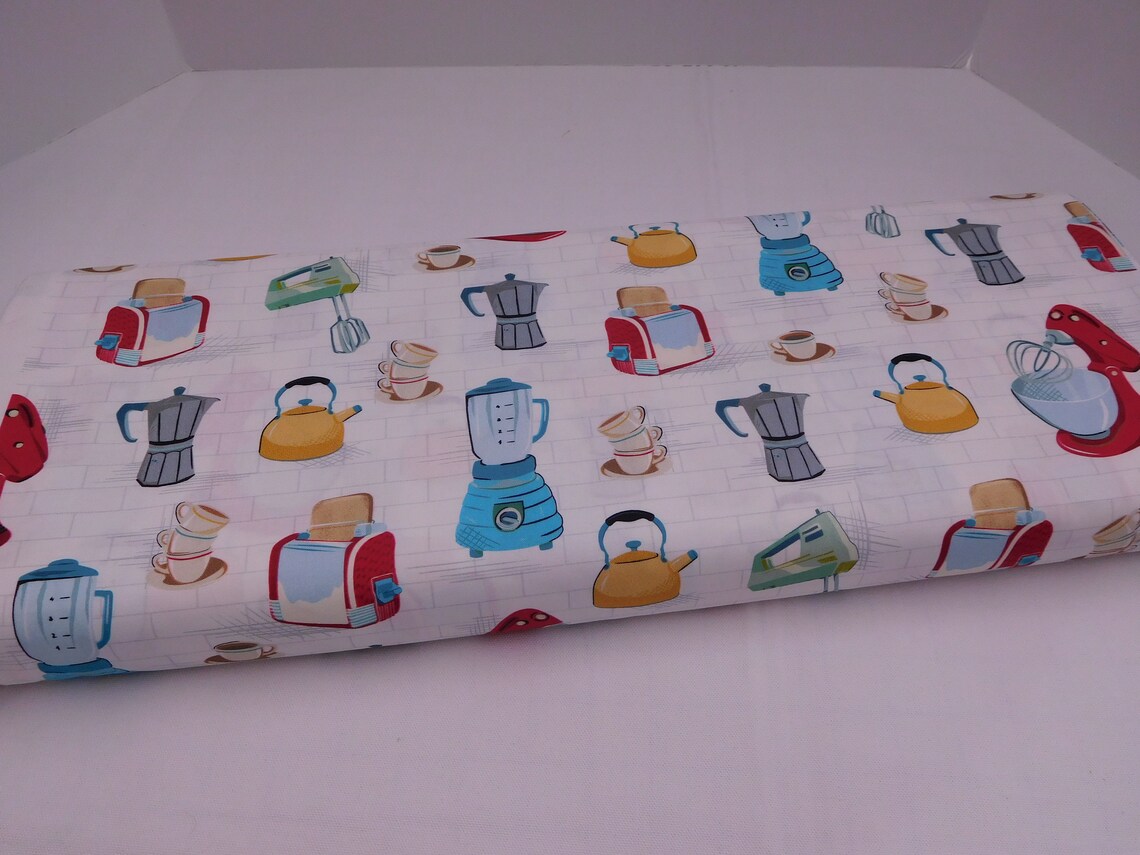 1159 Retro Kitchen Fabric Fabric By the Yard Fat Quarters to Etsy