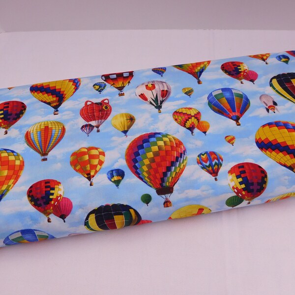 1153 Hot Air Balloon fabric by the yard; Elizabeth Studios, fat quarters, small fabric cuts for crafting, baby nursery decor, quilting